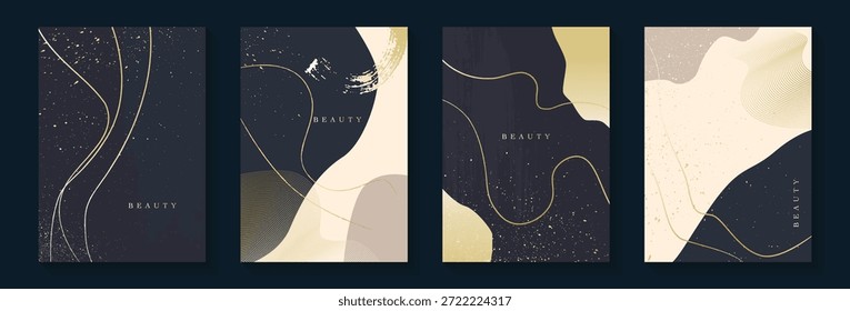 Conjunto de fondos de Vector Abstractas de lujo - tonos terrosos modernos con acentos dorados.
