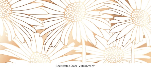 Fondo floral de Vector abstracto de lujo con manzanilla dorada o flores de caléndula.