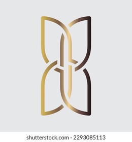 luxuriöses abstraktes Vektorlogo-Design, einfach, minimalistisch und elegant, mit goldener Farbe