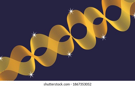 Luxury abstract wavy background with golden lines
