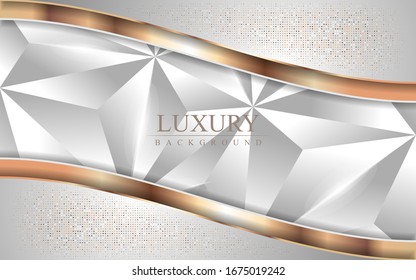Luxury abstract white mosaic background with golden lines. Vector illustration