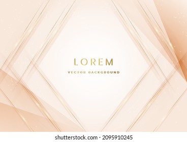 Luxury abstrct 3d template design with golden diagonal lines sparkle on white soft brown background. Vector illustration 