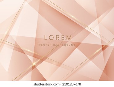 Luxury abstrct 3d template design with golden diagonal lines sparkle on white soft brown background. Vector illustration 