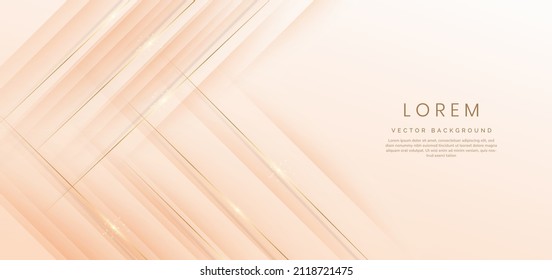 Lujoso fondo de color marrón claro con líneas diagonales doradas resplandecientes geométricas superpuestas. Puede usar para publicidad, afiche, plantilla, presentación comercial. Ilustración del vector