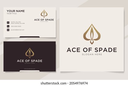 Luxury ace of spade outline logo and business card template