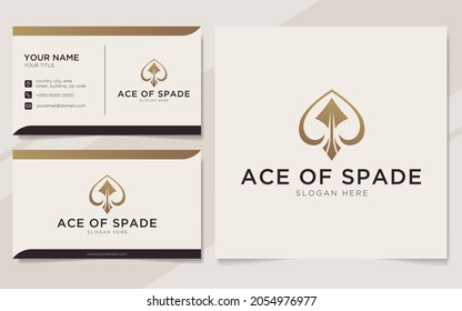 Luxury ace of spade outline logo and business card template