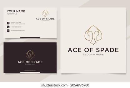 Luxury ace of spade outline logo and business card template