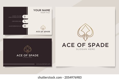 Luxury ace of spade outline logo and business card template