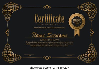 Luxury achievement certificate best award diploma design