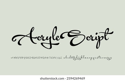 Luxury AcryleScript alphabet letters font for logo