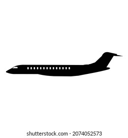 luxury airplane side view silhouette vector design