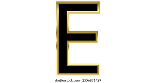 Luxury Alphabet E Isolated On White Background, Shiny Alphabet E Vector Illustration.	