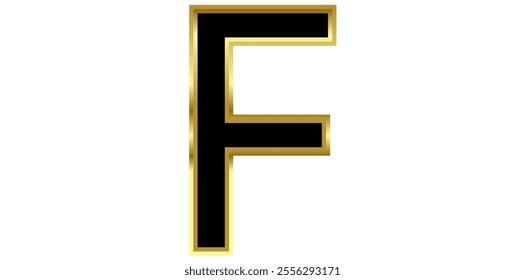 Luxury Alphabet F Isolated On White Background, Shiny Alphabet F Vector Illustration.	