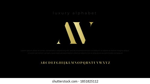 Luxury alphabet fonts. Typography, Lettering, Elegant, Fashion, Designs, Serif fonts, Uppercase. Vector illustration