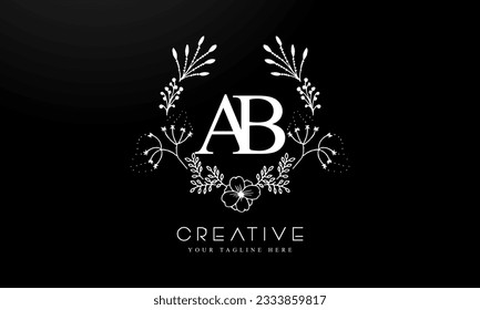 Luxury Alphabet letters AB. Golden Floral alphabet . Monogram initials perfectly for wedding invitations, greeting card, logo, and other design.