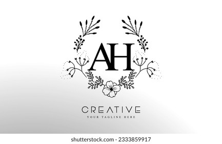 Luxury Alphabet letters AH. Golden Floral alphabet . Monogram initials perfectly for wedding invitations, greeting card, logo, and other design.