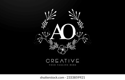 Luxury Alphabet letters AO. Golden Floral alphabet . Monogram initials perfectly for wedding invitations, greeting card, logo, and other design.