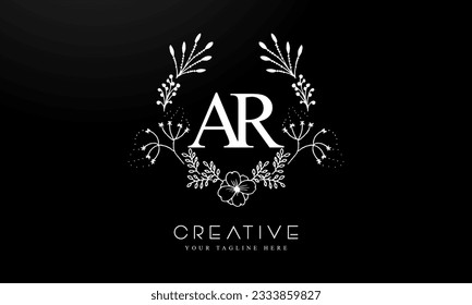 Luxury Alphabet letters AR. Golden Floral alphabet . Monogram initials perfectly for wedding invitations, greeting card, logo, and other design.