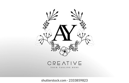 Luxury Alphabet letters AY. Golden Floral alphabet . Monogram initials perfectly for wedding invitations, greeting card, logo, and other design.