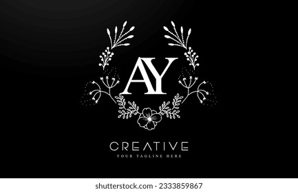 Luxury Alphabet letters AY. Golden Floral alphabet . Monogram initials perfectly for wedding invitations, greeting card, logo, and other design.