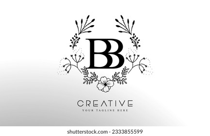 Luxury Alphabet letters BB. Golden Floral alphabet . Monogram initials perfectly for wedding invitations, greeting card, logo, and other design.