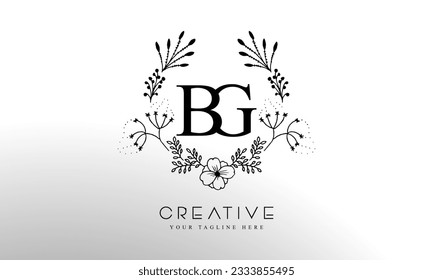 Luxury Alphabet letters BG. Golden Floral alphabet . Monogram initials perfectly for wedding invitations, greeting card, logo, and other design.