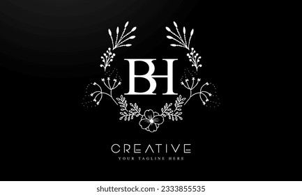Luxury Alphabet letters BH. Golden Floral alphabet . Monogram initials perfectly for wedding invitations, greeting card, logo, and other design.