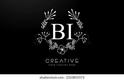 Luxury Alphabet letters BI. Golden Floral alphabet . Monogram initials perfectly for wedding invitations, greeting card, logo, and other design.