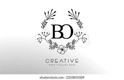 Luxury Alphabet letters BO. Golden Floral alphabet . Monogram initials perfectly for wedding invitations, greeting card, logo, and other design.