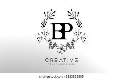 Luxury Alphabet letters BP. Golden Floral alphabet . Monogram initials perfectly for wedding invitations, greeting card, logo, and other design.