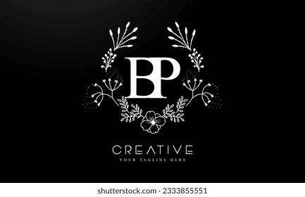 Luxury Alphabet letters BP. Golden Floral alphabet . Monogram initials perfectly for wedding invitations, greeting card, logo, and other design.