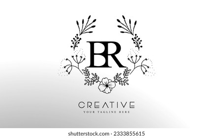 Luxury Alphabet letters BR. Golden Floral alphabet . Monogram initials perfectly for wedding invitations, greeting card, logo, and other design.