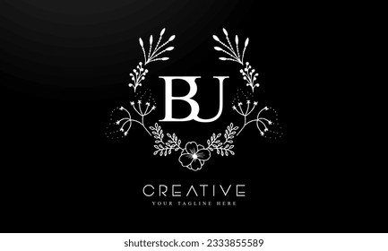 Luxury Alphabet letters BU. Golden Floral alphabet . Monogram initials perfectly for wedding invitations, greeting card, logo, and other design.