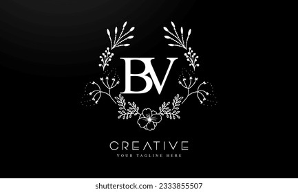 Luxury Alphabet letters BV. Golden Floral alphabet . Monogram initials perfectly for wedding invitations, greeting card, logo, and other design.