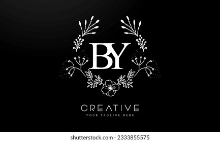 Luxury Alphabet letters BY. Golden Floral alphabet . Monogram initials perfectly for wedding invitations, greeting card, logo, and other design.