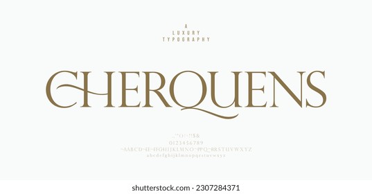 Luxury alphabet letters font. Classic Elegant Modern Serif Lettering Minimal Fashion Logo. Typography decoration fonts for branding, wedding, logos. vector illustration