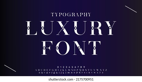 Luxury Alphabet Letters Font And Number. Classic Lettering Minimal Fashion Designs For Luxury Brands Logo. Typography Modern Serif Fonts Decorative Vintage Concept. Vector Illustration