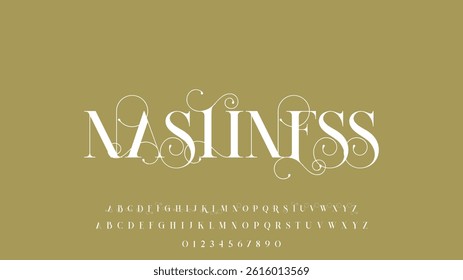 Luxury alphabet letters font and number. Typography elegant wedding classic lettering serif fonts decorative vintage retro concept. vector illustration