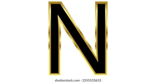 Luxury Alphabet N Isolated On White Background, Shiny Alphabet N Vector Illustration.	