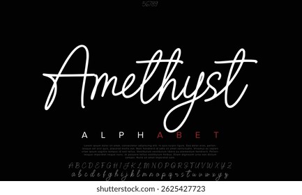 Luxury Amethyst Signature Free Regular alphabet letters font for logo