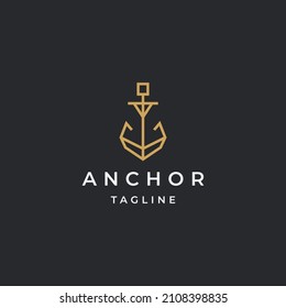 Luxury anchor gold logo icon design template flat vector