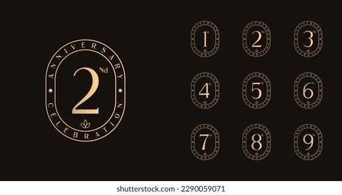 Luxury anniversary number logo. Birthday celebration with beauty and elegant concept. Years symbol vector