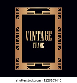 Luxury antique art deco geometric vintage border, frame