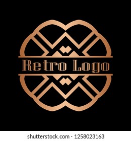 Luxury antique art deco golden hipster minimal ornamental geometric vintage linear vector frame , border , label for logo, badge design