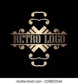Luxury antique art deco golden hipster minimal ornamental geometric vintage linear vector frame , border , label for logo, badge design