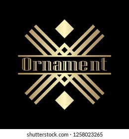 Luxury antique art deco golden hipster minimal ornamental geometric vintage linear vector frame , border , label for logo, badge design