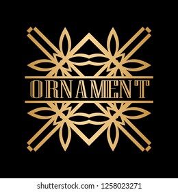 Luxury antique art deco golden hipster minimal ornamental geometric vintage linear vector frame , border , label for logo, badge design