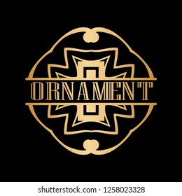 Luxury antique art deco golden hipster minimal ornamental geometric vintage linear vector frame , border , label for logo, badge design