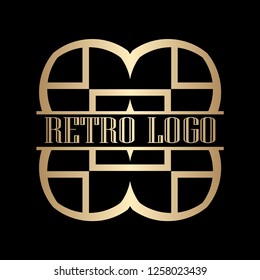Luxury antique art deco golden hipster minimal ornamental geometric vintage linear vector frame , border , label for logo, badge design