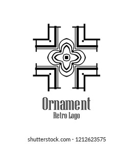 Luxury antique art deco minimal geometric vintage linear vector logo, badge